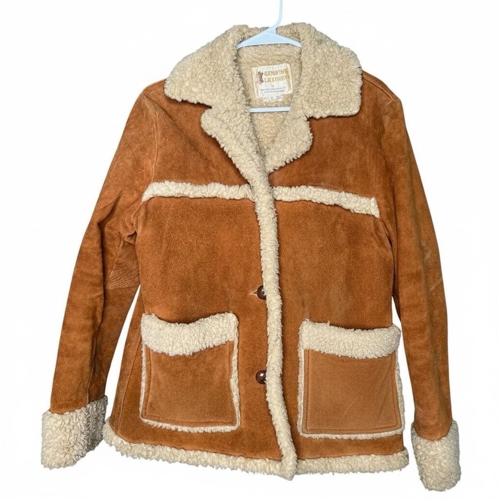 70s suede shearling lined ranch jacket Berman Bucksin